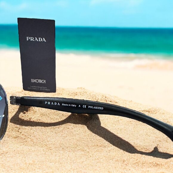 PRADA Polarized Men/Women Aviator Sunglasses - Picture 2 of 4